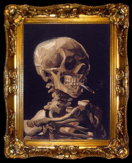 framed  Vincent Van Gogh Skull of a Skeleton with Burning Cigarette, ta009-2